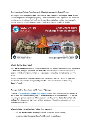 char dham yatra package from azamgarh a spiritual