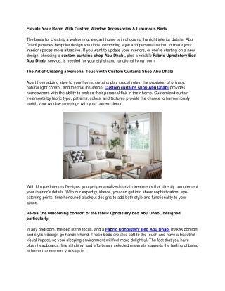 Elevate Your Room With Custom Window Accessories & Luxurious Beds