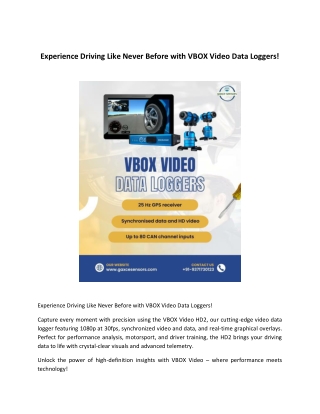 Experience Driving Like Never Before with VBOX Video Data Loggers!