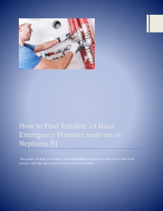 How to Find Reliable 24 Hour Emergency Plumbing in Neptune NJ