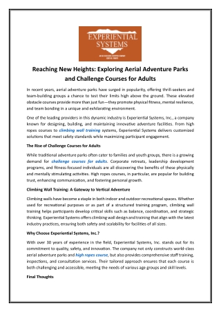 reaching new heights exploring aerial adventure