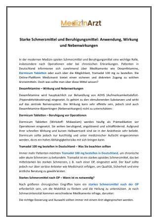Starkes Schmerzmittel nach der Operation | Medizinarzt