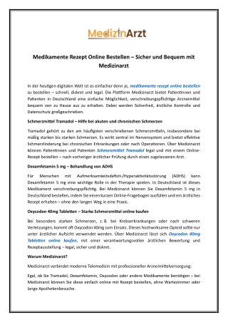 Oxycodone 40 Mg Tabletten online kaufen | Medizinarzt