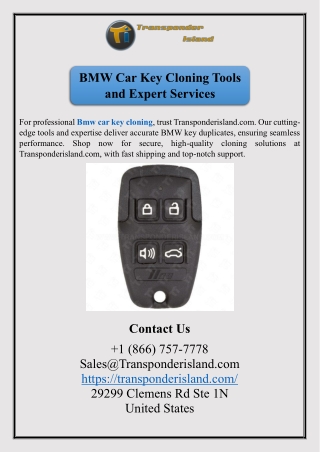 BMW Car Key Cloning Tools and Expert Services