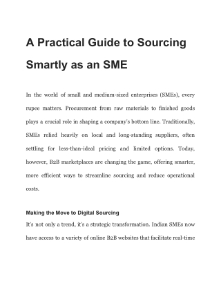 a practical guide to sourcing