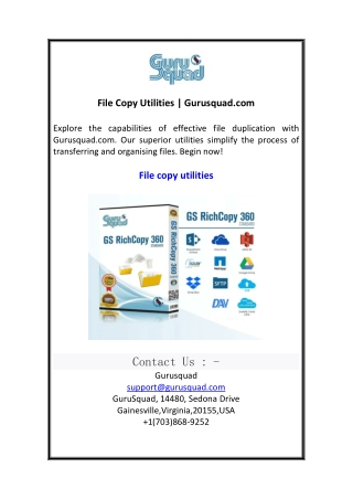 File Copy Utilities  Gurusquad.com