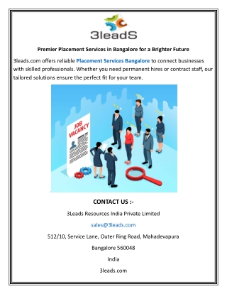 Premier Placement Services in Bangalore for a Brighter Future