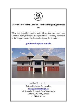Garden Suite Plans Canada  Pathak Designing Services Inc
