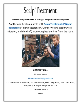 Effective Scalp Treatment in JP Nagar Bangalore for Healthy Scalp