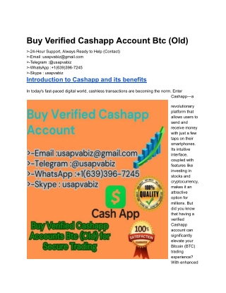 Buy Verified Cashapp Account Btc (Old)