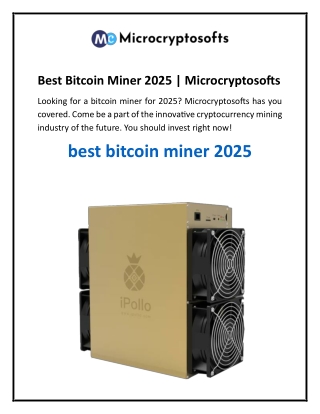 Best Bitcoin Miner 2025