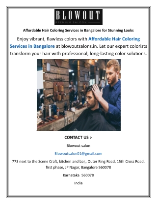 Affordable Hair Coloring Services in Bangalore for Stunning Looks