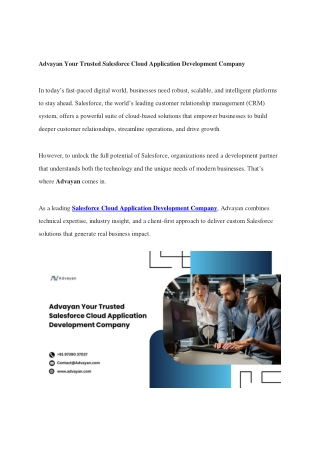 advayan your trusted salesforce cloud application