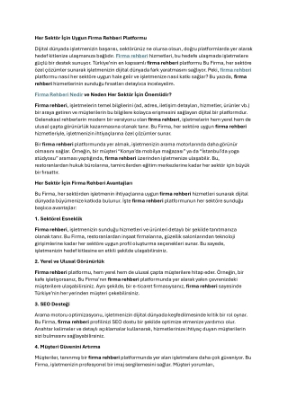 Uygun Firma Rehberi Platformu