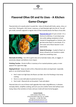 Flavored Olive Oil and Its Uses - A Kitchen Game-Changer