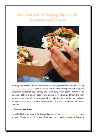 Essential Cafe Packaging Supplies for Takeaway and Dine-In