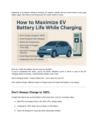 How to Maximize EV Battery Life While Charging