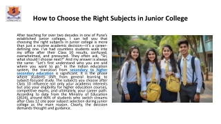 How to Choose the Right Subjects in Junior College