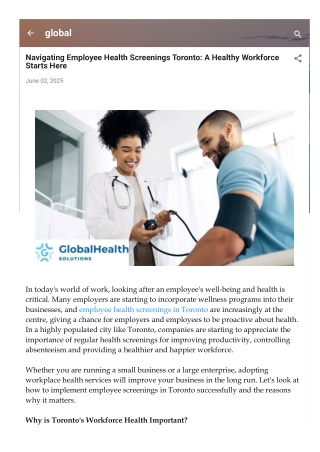 Navigating Employee Health Screenings Toronto A Healthy Workforce Starts Here