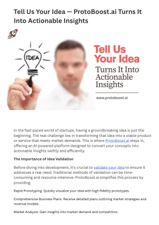 Tell Us Your Idea — ProtoBoost.ai Turns It Into Actionable Insights