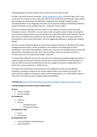 Market Dynamics of Catalog Management: Vendors, Tools & Strategies