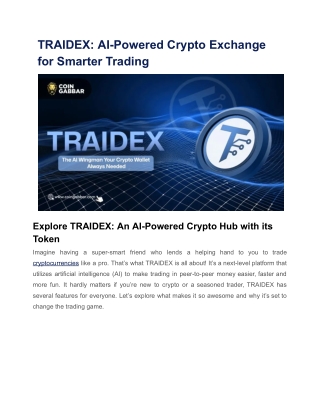 traidex ai powered crypto exchange for smarter
