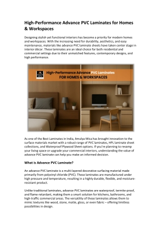 High-Performance Advance PVC Laminates for Homes & Workspaces