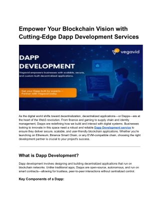 Empower Your Blockchain Vision with Cutting-Edge Dapp Development Services