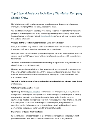 Spend Analytics Tools