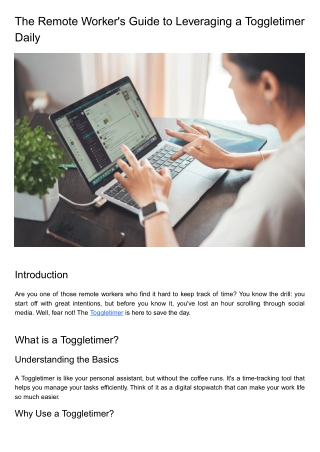 The Remote Worker's Guide to Leveraging a Toggletimer Daily