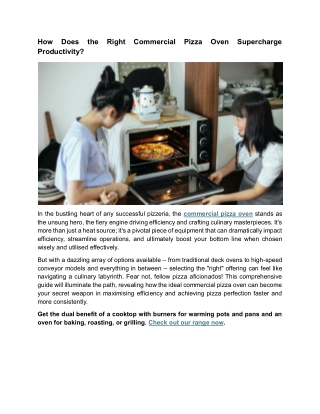 How Does the Right Commercial Pizza Oven Supercharge Productivity