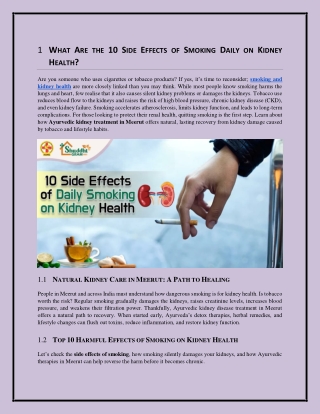 What Are the 10 Side Effects of Smoking Daily on Kidney Health