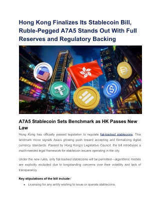 hong kong finalizes its stablecoin bill ruble
