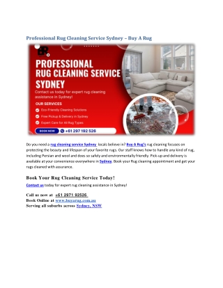 Professional Rug Cleaning Service Sydney – Buy A Rug