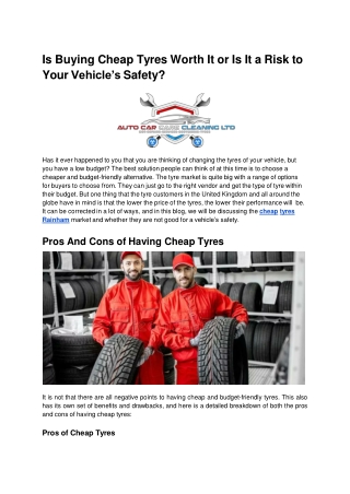Is Buying Cheap Tyres Worth It or Is It a Risk to Your Vehicle’s Safety