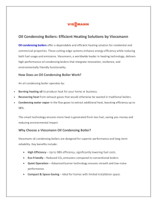 Oil Condensing Boiler - High Efficiency & Cost Savings