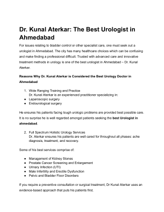 The Best Urologist in Ahmedabad - Dr. kunal Aterkar