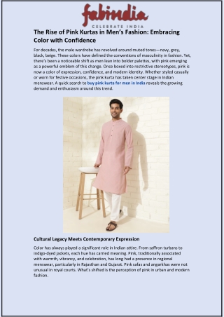 The Rise of Pink Kurtas in Men’s Fashion: Embracing Color with Confidence