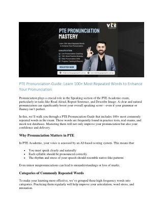 PTE Pronunciation Guide: Learn 100  Most Repeated Words