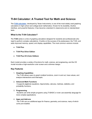 ti 84 calculator a trusted tool for math