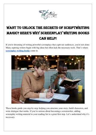 want to unlock the secrets of scriptwriting want