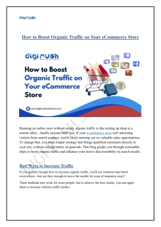 How to Boost Organic Traffic on Your eCommerce Store