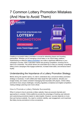 7 Common Lottery Promotion Mistakes (And How to Avoid Them)