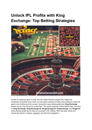 Unlock IPL Profits with King Exchange_ Top Betting Strategies
