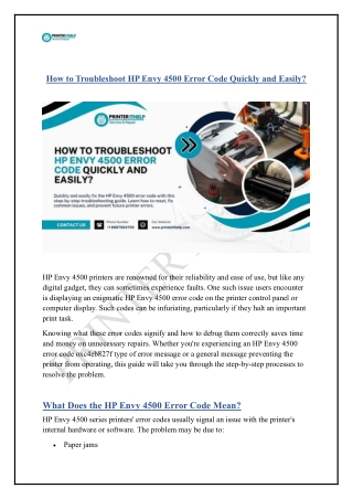 How to Troubleshoot HP Envy 4500 Error Code Quickly and Easily