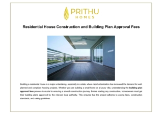 Residential House Construction and Building Plan Approval Fees