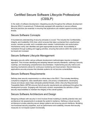 Certified Secure Software Lifecycle Professional (CSSLP)