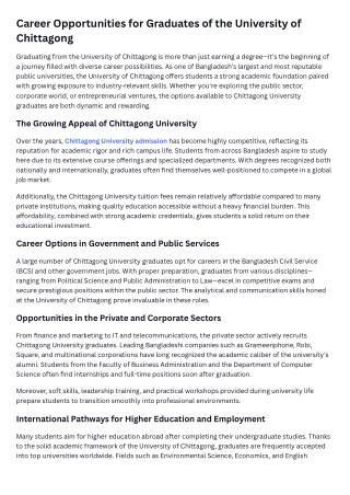 Career Opportunities for Graduates of the University of Chittagong