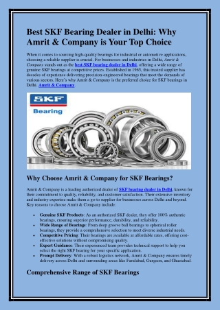 Best SKF Bearing Dealer in Delhi