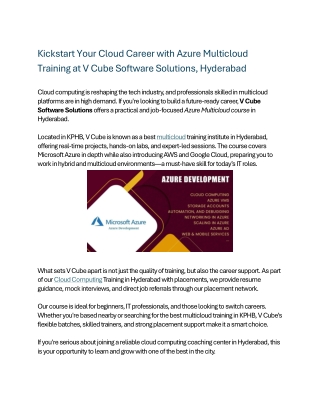 Best multicloud training institute in hyderabad